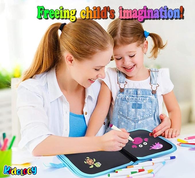 Baby Toys Set Painting Drawing Toys Black Board with Magic Pen Chalk Painting Coloring Book Funny Toy Kid Painting Blackboard