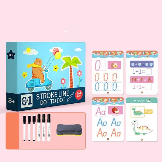 Kids Educational Learning Tracing Book Stroke Line Dot To Dot Magical 64 Pages
